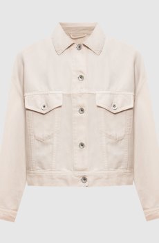 Бежевая джинсовая куртка с цепочкой мониль