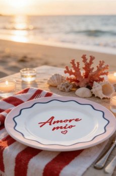 Керамічна тарілка з написом Amore mio - різнобарвний