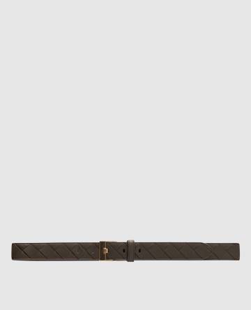 Кожаный ремень цвета хаки с плетением