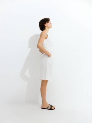 Reserved - Бермудні шорти з віскозою - кремовий - 7409Y-01X