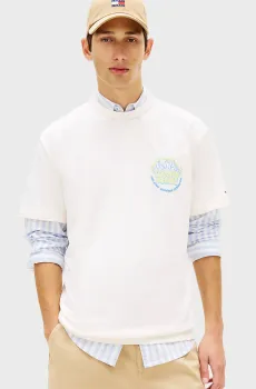 Мужская белая футболка BUBBLE FLAME Белый M Tommy Jeans DM0DM22552
