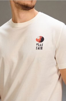 Бавовняна футболка з принтом - кремовий