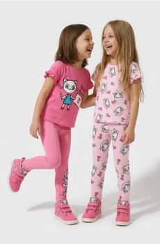 Набір з 2 бавовняних легінсів Kitty Kotty - рожева зоря