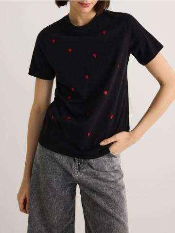 Reserved - LADIES` T-SHIRT - чорний - ZS224-99X Reserved - LADIES` T-SHIRT - чорний - ZS224-99X