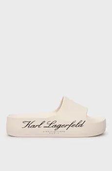 Женские бежевые слайдеры KOBO II Hotel Logo Бежевый 40 Karl Lagerfeld KL86000