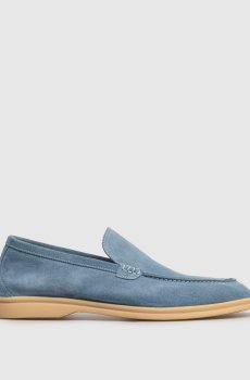 Голубые замшевые лоферы