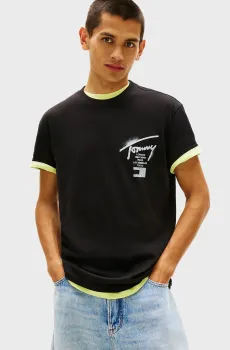 Мужская черная футболка REG CITY Черный L Tommy Jeans DM0DM22553