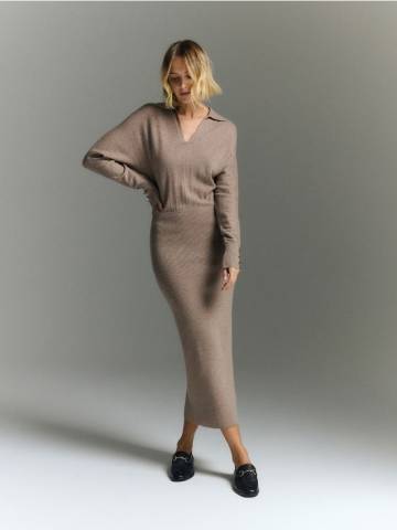 Reserved - LADIES` DRESS - бежевий - 987EG-08X Reserved - LADIES` DRESS - бежевий - 987EG-08X