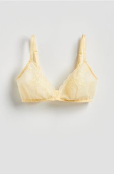 Reserved - Сітчастий бюстгальтер з вишивкою - світло-жовтий - 766HP-10X