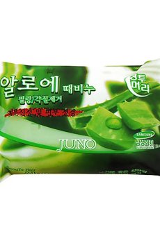 Твердое мыло-пилинг для лица Juno Aloe с экстрактом алоэ вера, 150 г