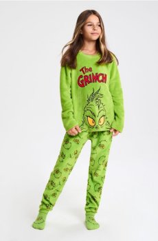 Флісовий піжамний комплект із двох предметів Grinch - жовто-зелений