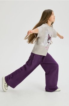 Reserved - Вільні штани з зав’язками - темно-фіолетовий - 069FG-49X