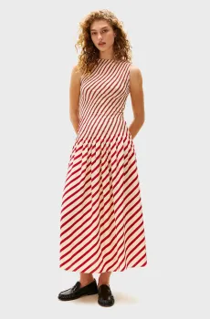 Женское бежевое платье в полоску TH X SRG FLUID STRIPE DRESS Бежевый S Tommy Hilfiger WW0WW45558