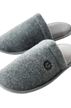 Мужские домашние тапочки Twins HS-OZ Lama войлочные, с вышивкой, серые, размер 40-41 (27 см)