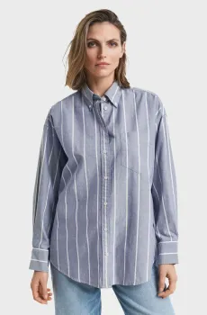 Женская голубая рубашка в полоску OS STRIPED CLASSIC OXFORD Голубой 38 Gant 4300525