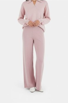 В’язані штани з еластичним поясом - пастельний рожевий