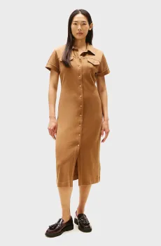 Женское коричневое платье GOLD BUTTON Коричневый XS Tommy Hilfiger WW0WW44617
