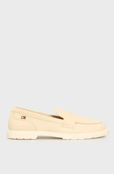 Женские бежевые нубуковые лоферы FLAG SOFT NUBUCK LOAFER Бежевый 40 Tommy Hilfiger FW0FW08679