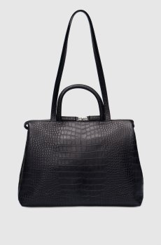 Черная кожаная сумка-тоут 4 Dritta с тиснением под кожу крокодила
