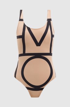 Бежевый купальник с принтом