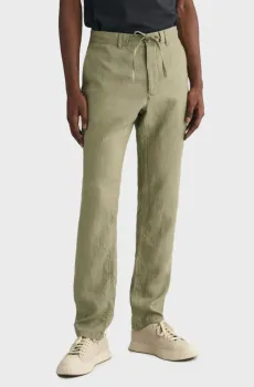 Мужские оливковые льняные брюки RELAXED LINEN DS Оливковый S Gant 1505272