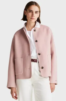 Женское розовое шерстяное пальто DF WOOL BOMBER JACKET Розовый M Tommy Hilfiger WW0WW44978