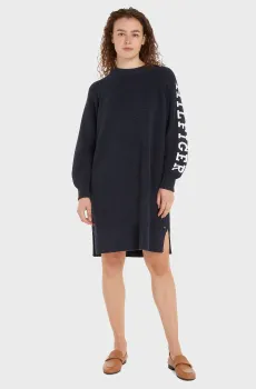 Женское темно-синее платье PLACED HILFIGER SWEATER DRESS Синий S Tommy Hilfiger WW0WW39375