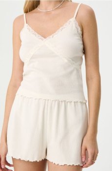 Двокомплектна бавовняна піжама - кремовий