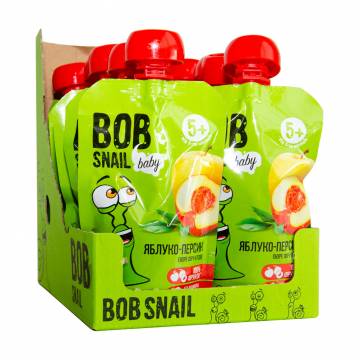 Фруктовое пюре Bob Snail Яблоко-персик, от 5 месяцев, 10*90 г Фруктовое пюре Bob Snail Яблоко-персик, от 5 месяцев, 10*90 г