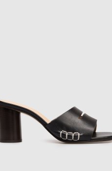 Черные кожаные мюли