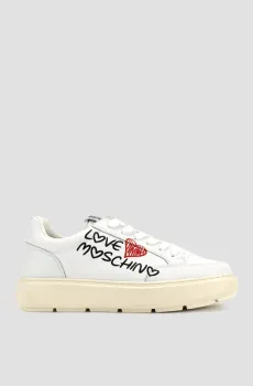 Женские белые кожаные кроссовки Белый 37 Moschino JA15224G1I.JCA;10A