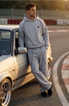 Штани wide leg з контрастною окантовкою - сірий