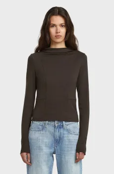 Женский коричневый лонгслив Drape jersey Коричневый XS G-Star RAW D27190,E015