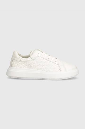 Кожаные кроссовки Calvin Klein HM0HM01498 цвет белый LOW TOP LACE UP LTH MONO Кожаные кроссовки Calvin Klein HM0HM01498 цвет белый LOW TOP LACE UP LTH MONO