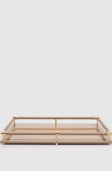 Коричневый лакированный поднос с плетением