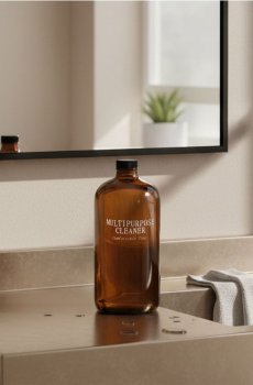 Скляна пляшка для мийного засобу - коричневий