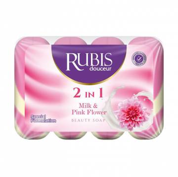 Твердое мыло Rubis 2 in 1 Milk & Pink Flower Beauty Soap Молоко и розовый цветок, 4*90 г Твердое мыло Rubis 2 in 1 Milk & Pink Flower Beauty Soap Молоко и розовый цветок, 4*90 г