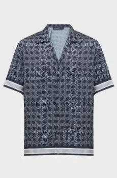 Мужская темно-синяя рубашка с узором Синий XXL Karl Lagerfeld 561881.605942;690