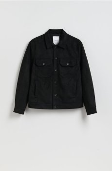 Reserved - Сорочкова куртка з екошкіри під замшу - чорний - 280GU-99X