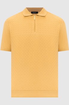 Оранжевое поло в тканом узоре