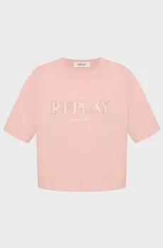 Женская пудровая футболка Розовый S Replay W3410 .000.22658M