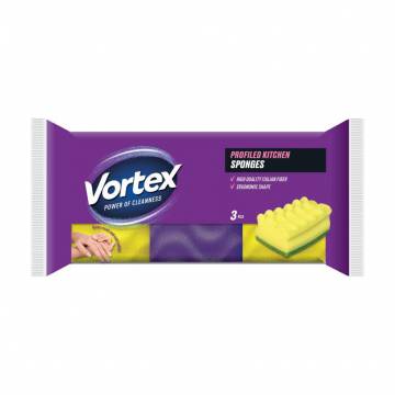 Губки кухонные Vortex Profiled & Care профилированные, 3 шт Губки кухонные Vortex Profiled & Care профилированные, 3 шт