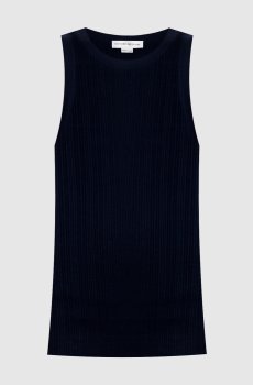 Синий топ в рубчик с монограммой