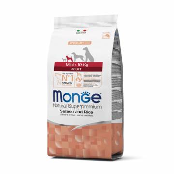 Сухой корм Monge Mini Adult для собак малых пород (до 10 кг), со вкусом лосося с рисом, 800 г