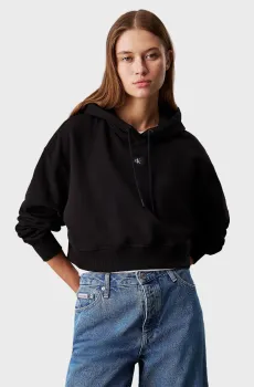 Женское черное худи WOVEN LABEL HOODIE Черный L Calvin Klein Jeans J20J224746