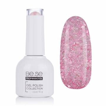 Гель-лак для ногтей Be.Se Professional Gel Polish Collection Glitter 47 Прозрачный, с розовыми шестигранниками, 10 г Гель-лак для ногтей Be.Se Professional Gel Polish Collection Glitter 47 Прозрачный, с розовыми шестигранниками, 10 г
