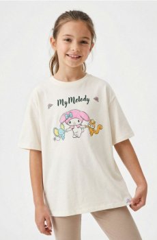 Бавовняна футболка з принтом My Melody - кремовий