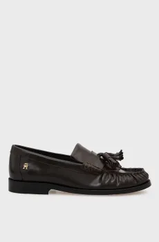 Женские темно-коричневые кожаные лоферы TASSEL ABRASIVATO Коричневый 39 Tommy Hilfiger FW0FW09460