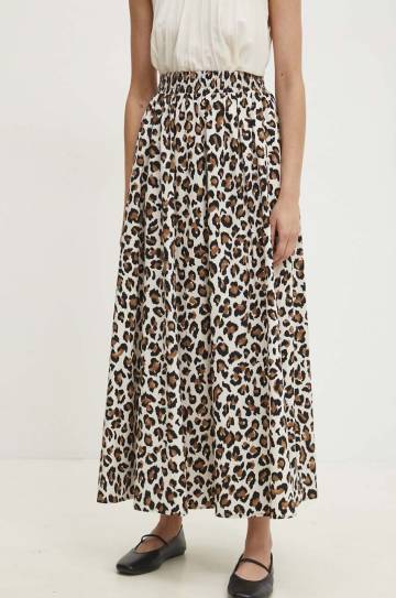Хлопковая юбка Answear Lab цвет коричневый maxi расклешённая Хлопковая юбка Answear Lab цвет коричневый maxi расклешённая