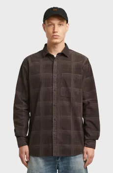 Мужская коричневая рубашка в клетку Regular Коричневый M G-Star RAW D28117,C436